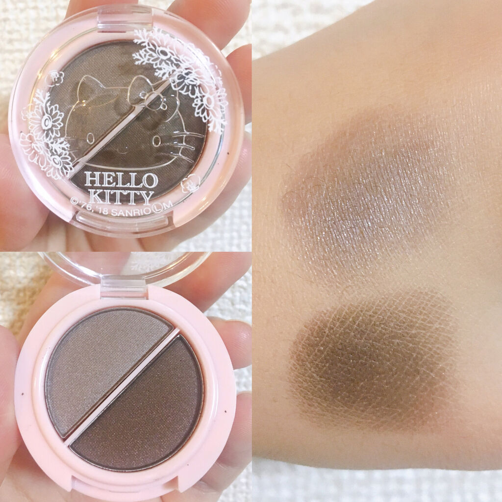 パウダーアイシャドウ ブルーミングキティ/DAISO/アイシャドウパレットを使ったクチコミ（2枚目）