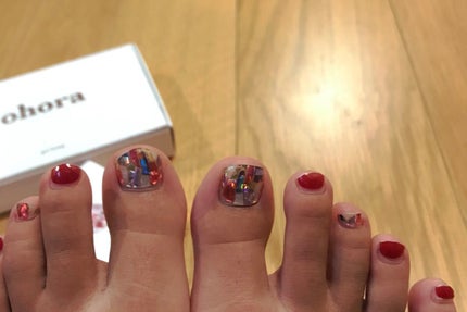 セミキュアジェルネイル(ペディキュア)/ohora/ネイルシールを使ったクチコミ(2枚目)