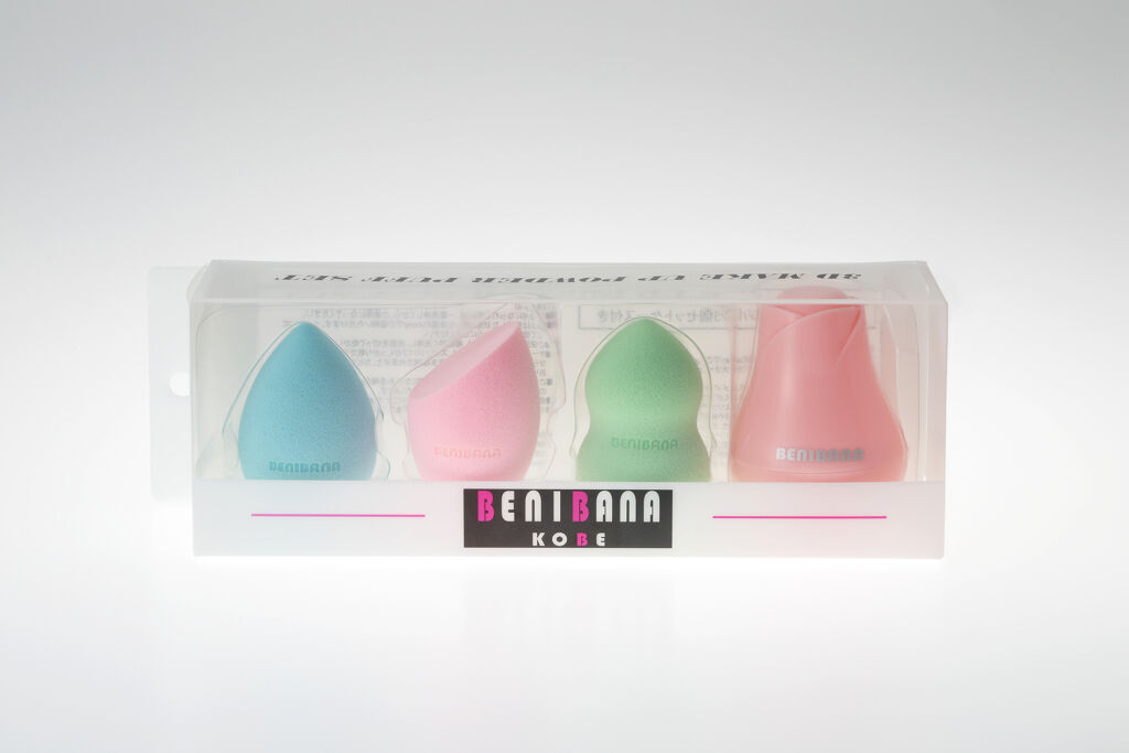 3Dメイクスポンジパフ 3個セットケース付き ピンク