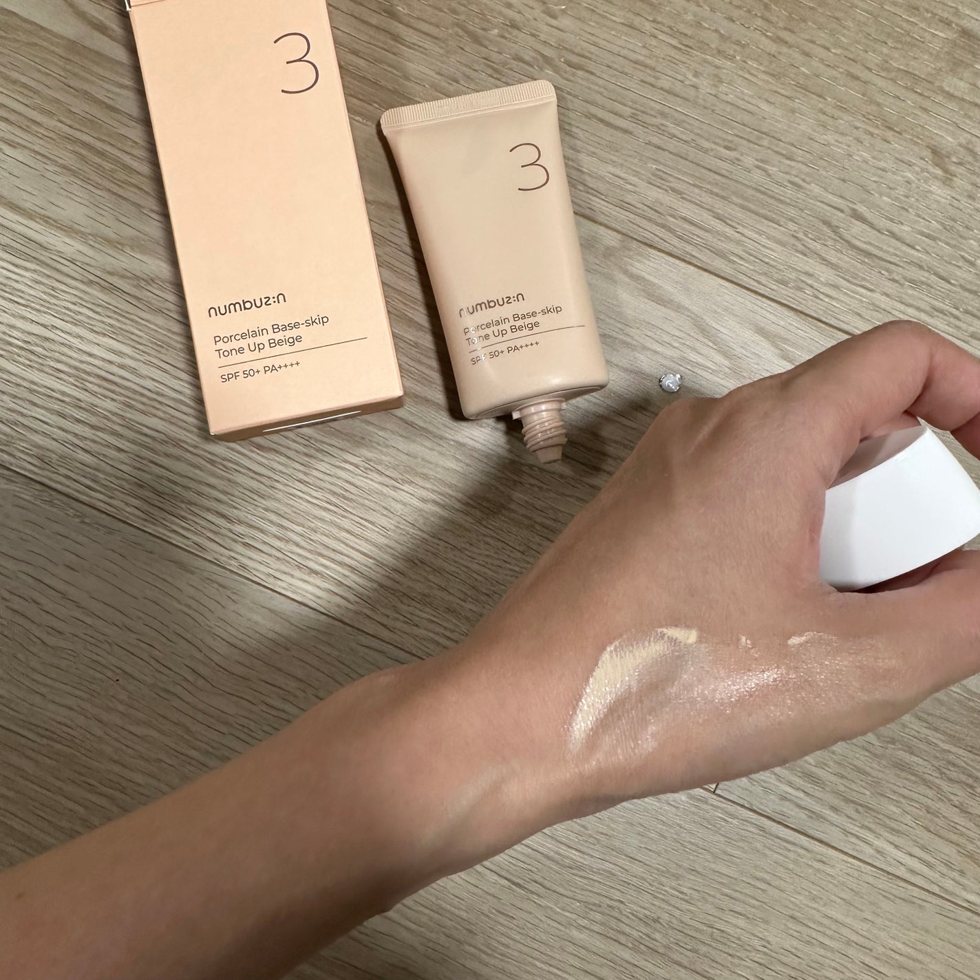3番 ノーファンデ陶器肌トーンアップクリーム/numbuzin/化粧下地を使ったクチコミ(6枚目)