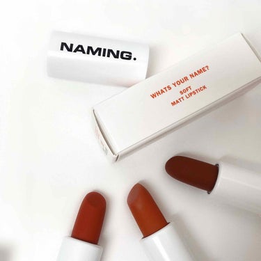 NAMING. ソフトマットリップスティックのクチコミ「💄シンプルでオシャレ✨𝑁𝐴𝑀𝐼𝑁𝐺 のマットリップ3色💄
𝑁𝐴𝑀𝐼𝑁𝐺  𝑆𝑜𝑓𝑡 𝑀𝑎𝑡𝑡 .....」（1枚目）