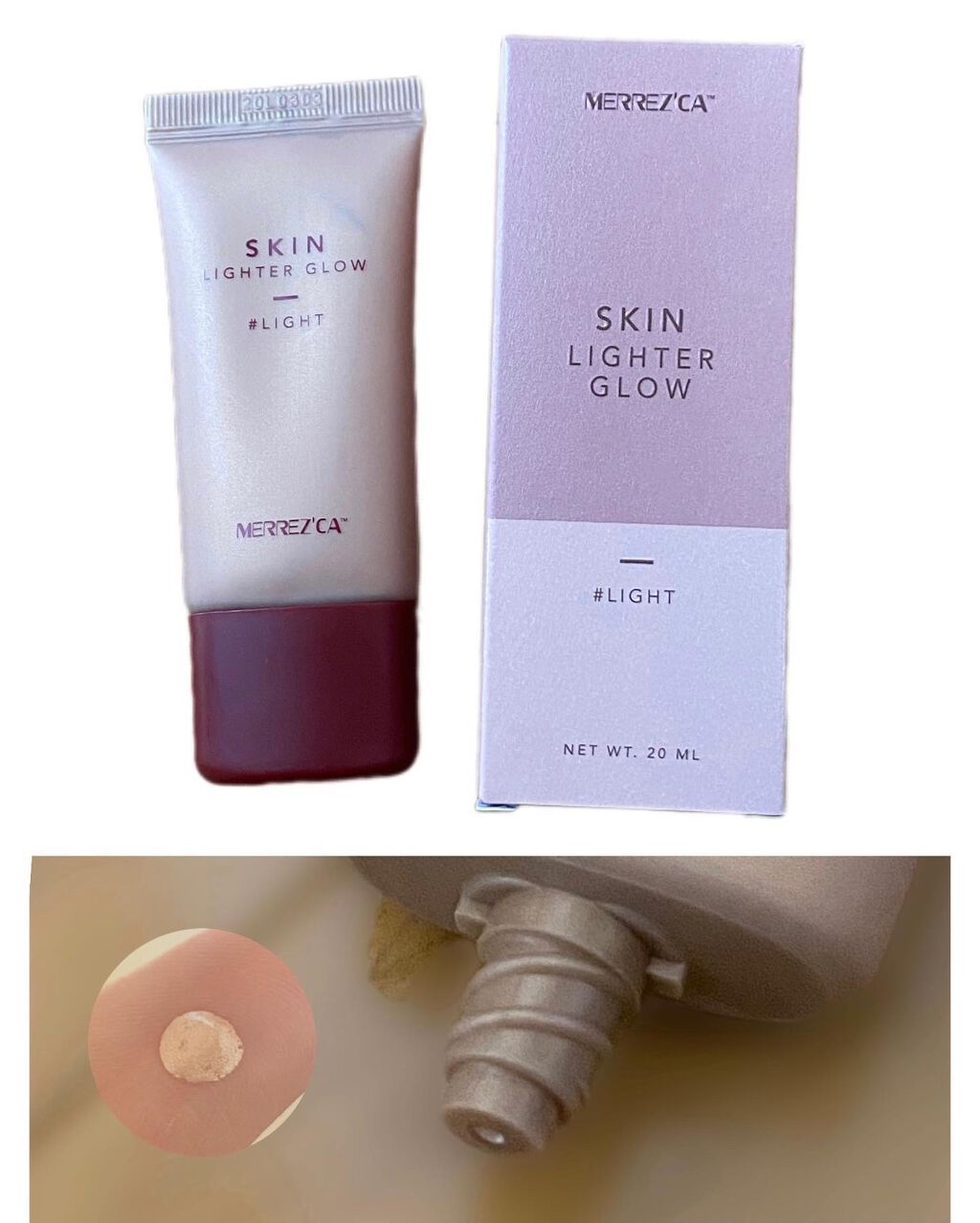 MERREZ'CA Skin Lighter Glow (スキンライターグロウ)のクチコミ「⁡
⁡
リキッドハイライターって
ギラギラするかな？とか、
マスクで落ちやすいかな？と思って
.....」（3枚目）