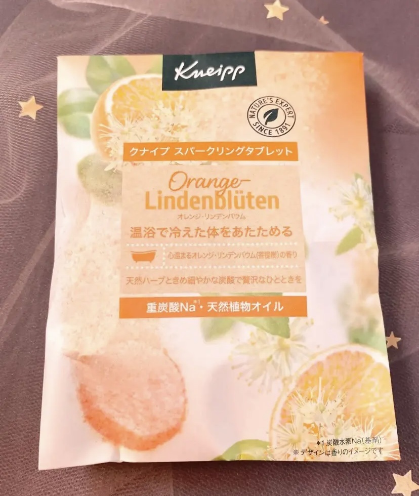 クナイプ スパークリングタブレット オレンジ・リンデンバウム ＜菩提樹＞の香り  1錠入り/クナイプ/炭酸系入浴剤を使ったクチコミ（1枚目）