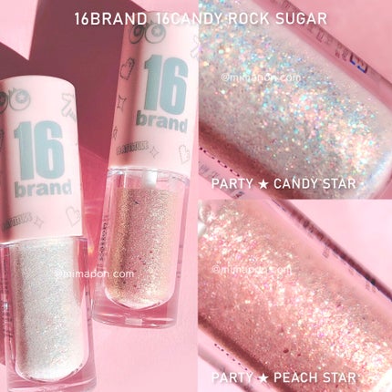 16BRAND 16 CANDY ROCK SUGARのクチコミ「少しつけただけでもキラッキラの
キャンディアイグリッター🍬✨
スウォッチ有❣️
#韓国コスメ.....」(1枚目)