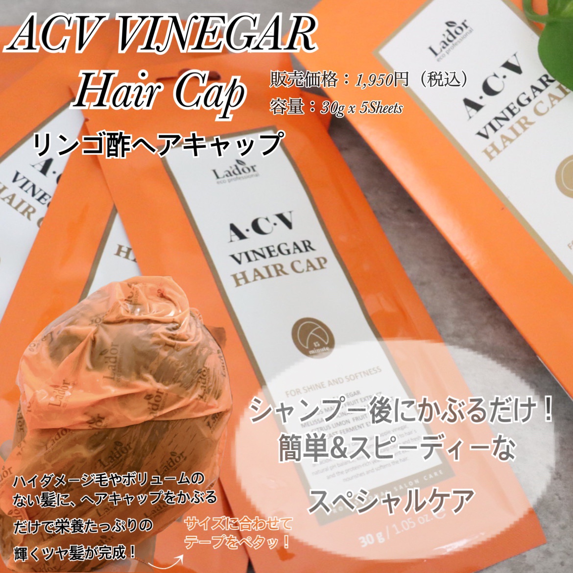 ACV VINEGAR HAIR CAP /La'dor/アウトバストリートメントを使ったクチコミ（3枚目）