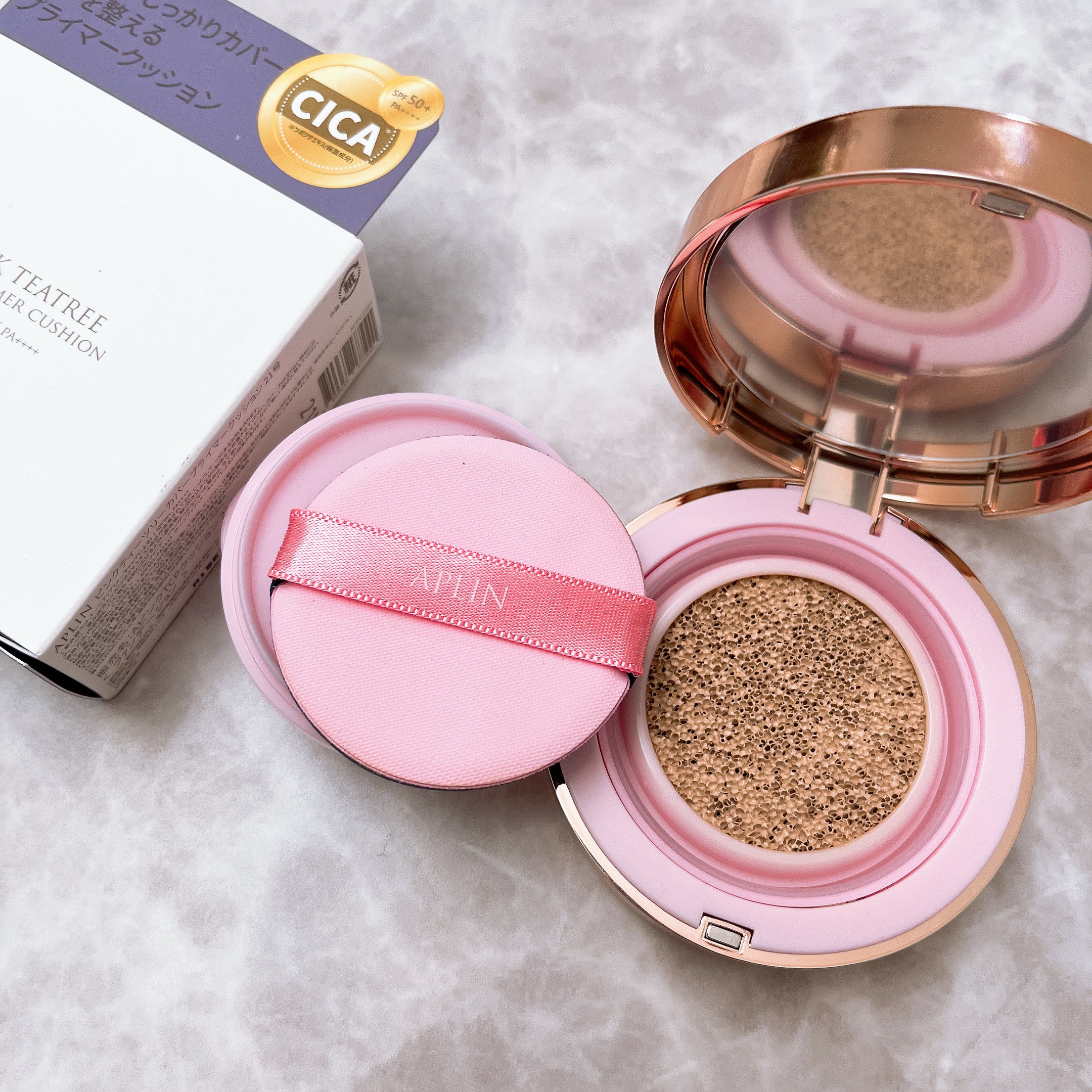 ピンクティーツリーカバープライマークッション/APLIN/クッションファンデーションを使ったクチコミ（2枚目）