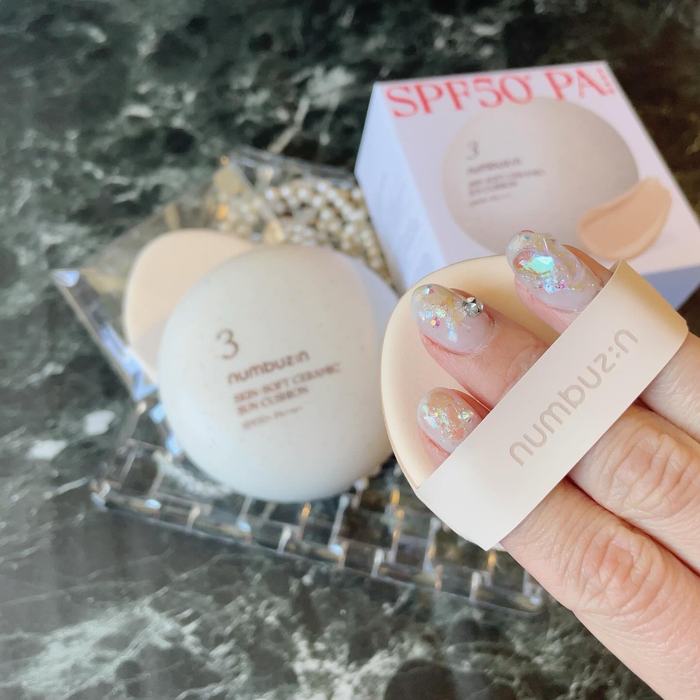 3番 ノーファンデ陶器肌トーンアップクッション/numbuzin/クッションファンデーションを使ったクチコミ(4枚目)