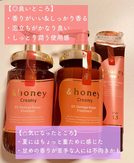 Creamy EXダメージリペアシャンプー1.0/ヘアトリートメント2.0/&honey/市販シャンプーを使ったクチコミ(2枚目)