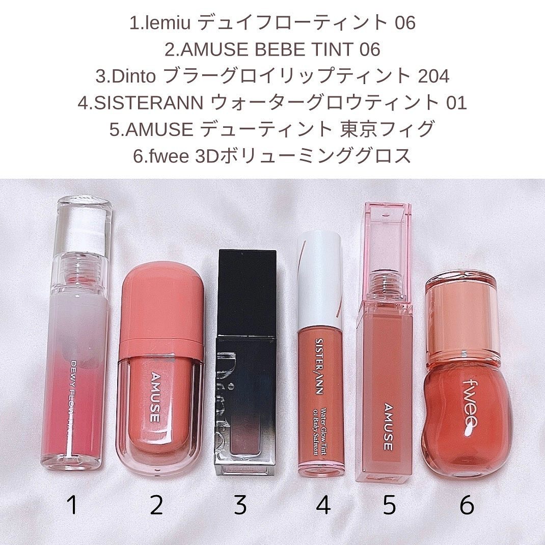 AMUSE・Dinto・LEMIU・SISTER ANN・fweeの口紅・グロス・リップ