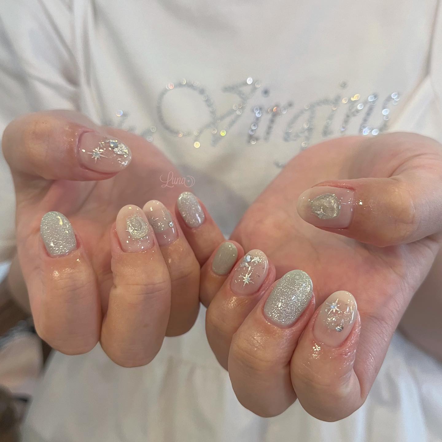 #ジェルネイル,#ワンカラーネイル,#ニュアンスネイル,#うるうるネイル,#ちゅるんネイル,#シンプルネイル,#パーツネイル,#透け感ネイル,#クリアネイル,#ぷっくりネイル,#ちぐはぐネイル,#韓国ネイル,#きらきらネイル,#うるつやネイル,#フレンチガーリーネイル,#ホワイトネイル,#マグネットネイル,#ミントグリーンネイルのネイルデザイン