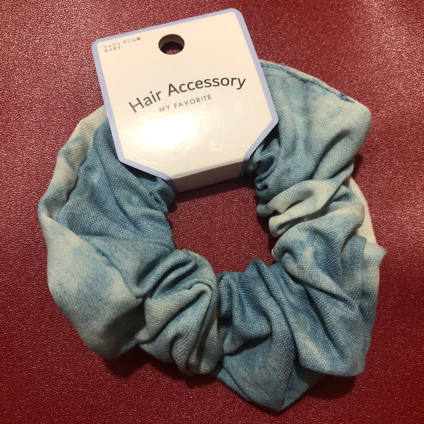 シュシュ デニム風 タイダイ/セリア/ヘアケアグッズを使ったクチコミ(1枚目)