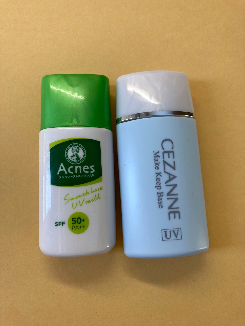 あ〜ち on LIPS 「使ってる下地で、CEZANNE半分使ってから→アクネスこっちに..」(1枚目)