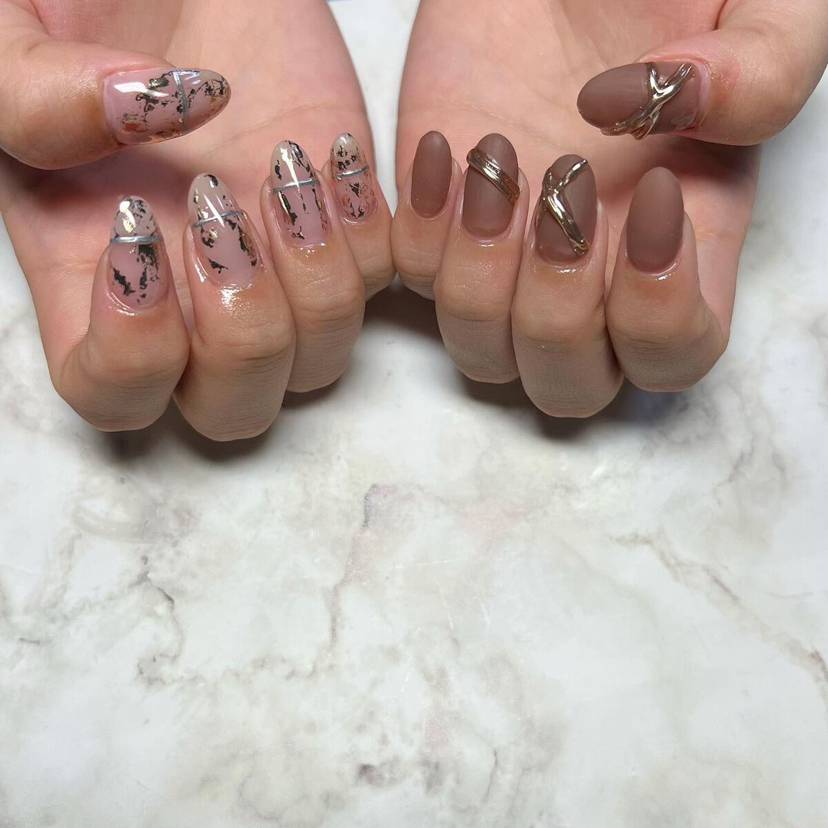 #アシメネイル,#ブラウンネイル,#マットネイル,#ネイル,#ニュアンスネイル,#スカルプネイル,#ジェルネイル,#ママネイル,#ギャルネイル,#大人ネイル,#派手ネイル,#ネイル,#城陽ネイル,#京都ネイル,#大阪ネイル,#奈良ネイルのネイルデザイン