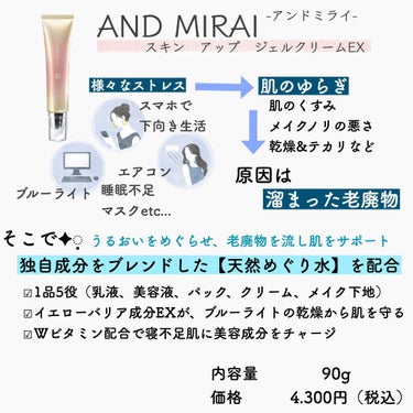 スキン アップ ジェルクリームEX/AND MIRAI/オールインワン化粧品を使ったクチコミ（2枚目）