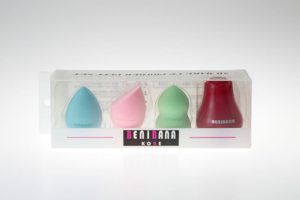 3Dメイクスポンジパフ 3個セットケース付き ワインレッド