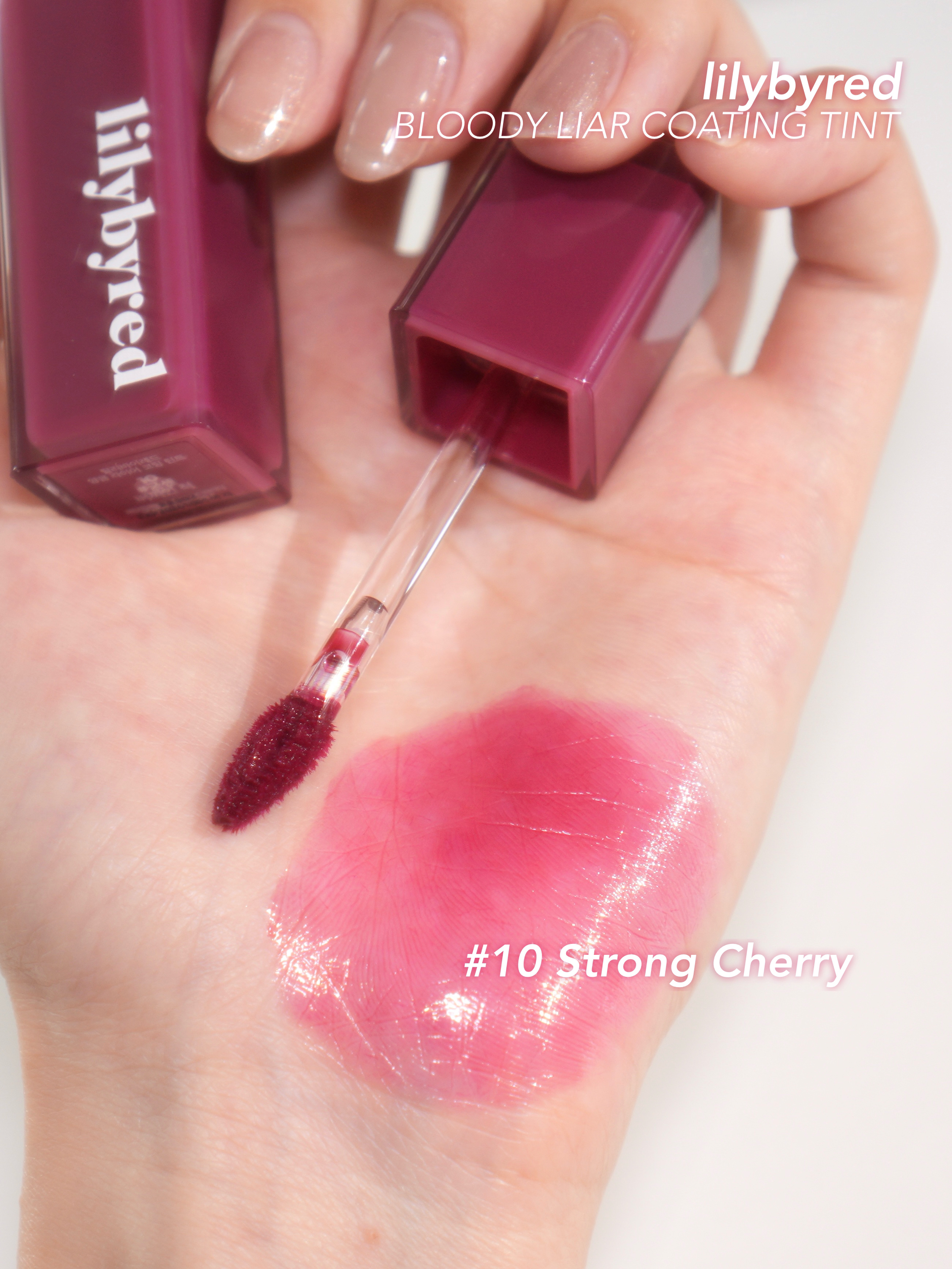 ブラッディライアー コーティングティント 10 ストロングチェリー(Strong Cherry)/lilybyred/リップティントを使ったクチコミ（3枚目）