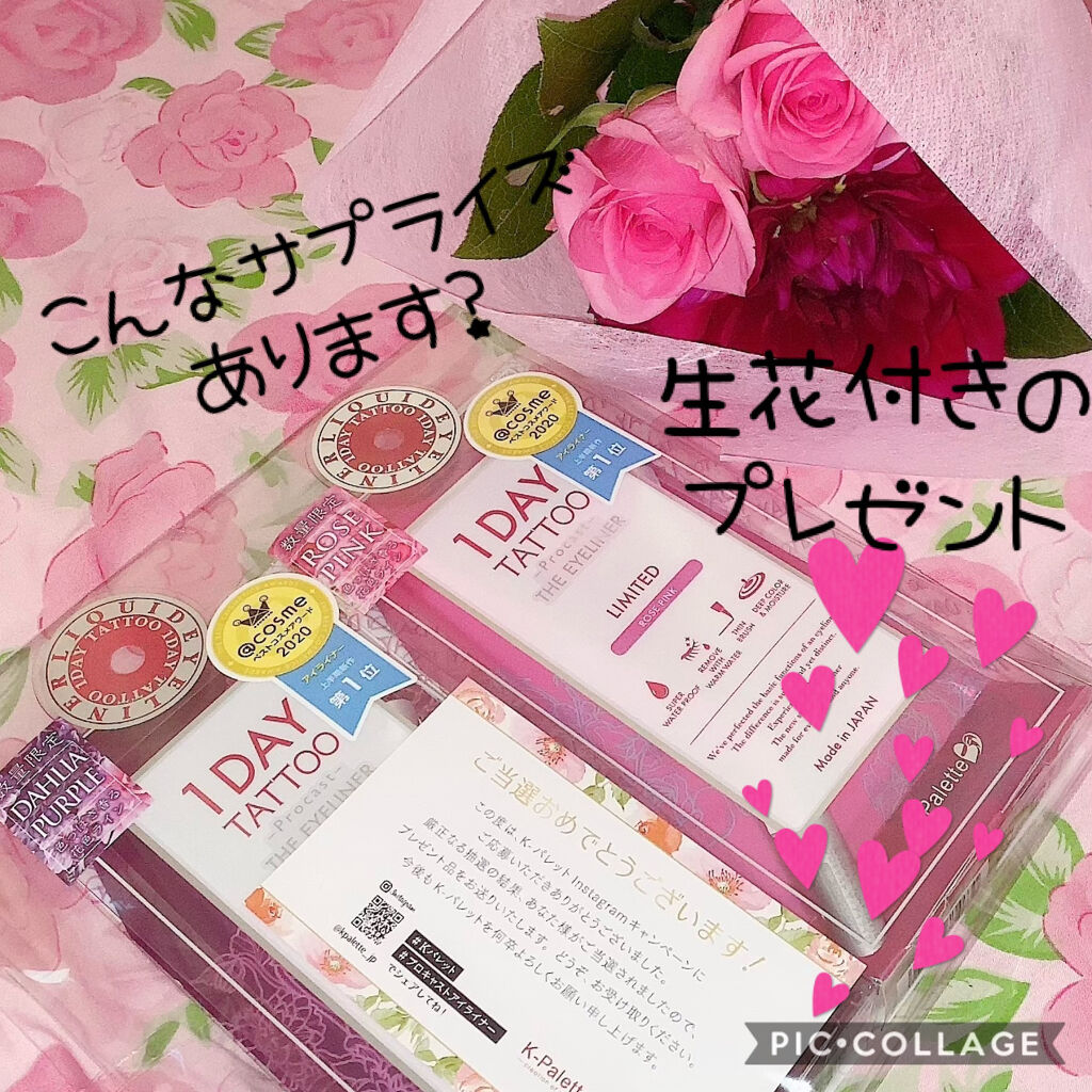 1DAY TATTOO プロキャスト ザ・アイライナー RP ローズピンク/K-パレット/リキッドアイライナーを使ったクチコミ（1枚目）
