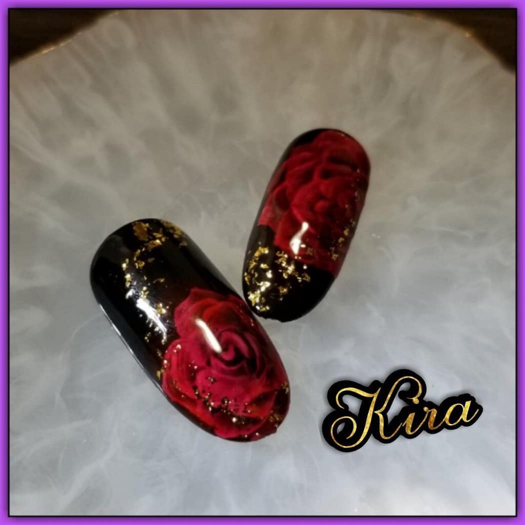 #ネイル,#ジェルネイル,#バラネイル,#フラワーネイルのネイルデザイン