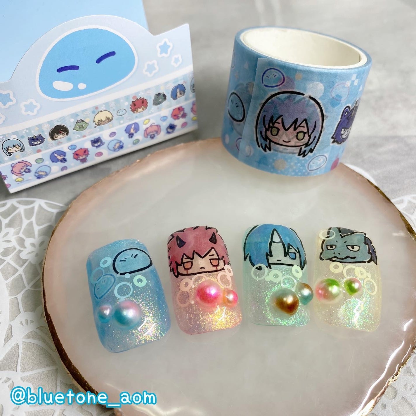 ⋆͛🦖⋆͛aomi on LIPS 「転生したらスライムだった件ネイル(˙꒳˙)100均で転スラの..」(4枚目)