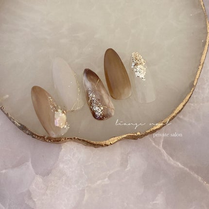 #ネイル,#大人ニュアンスネイル,#ニュアンスネイル,#ジェルネイル,#ミラーネイル,#シェルネイル,#ブラウンネイル,#秋ネイルのネイルデザイン