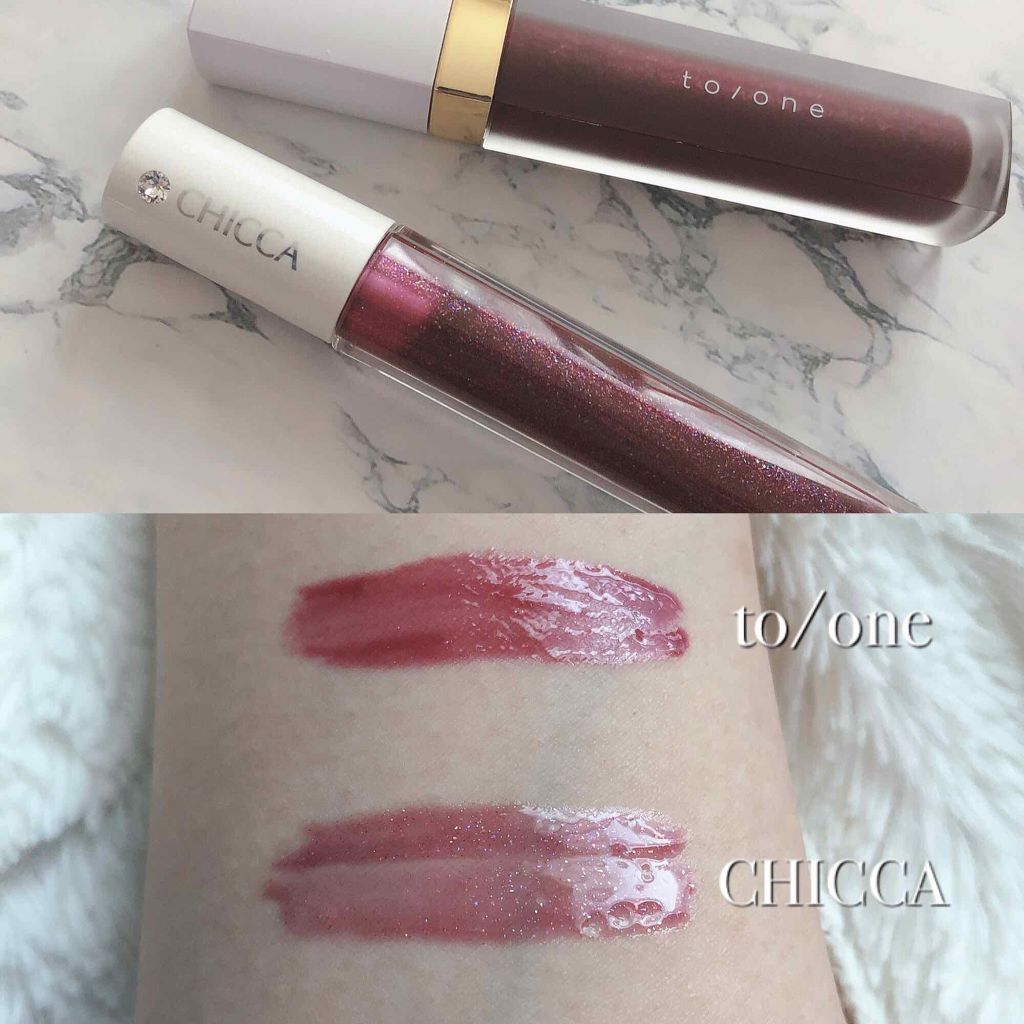 トーン ペタル エッセンス グロス/to/one/リップグロスを使ったクチコミ（2枚目）