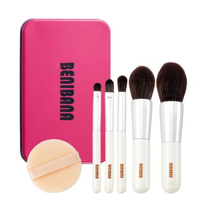 BENIBANA メイクブラシ5本セット 缶ケース付き 期間限定パフ付き