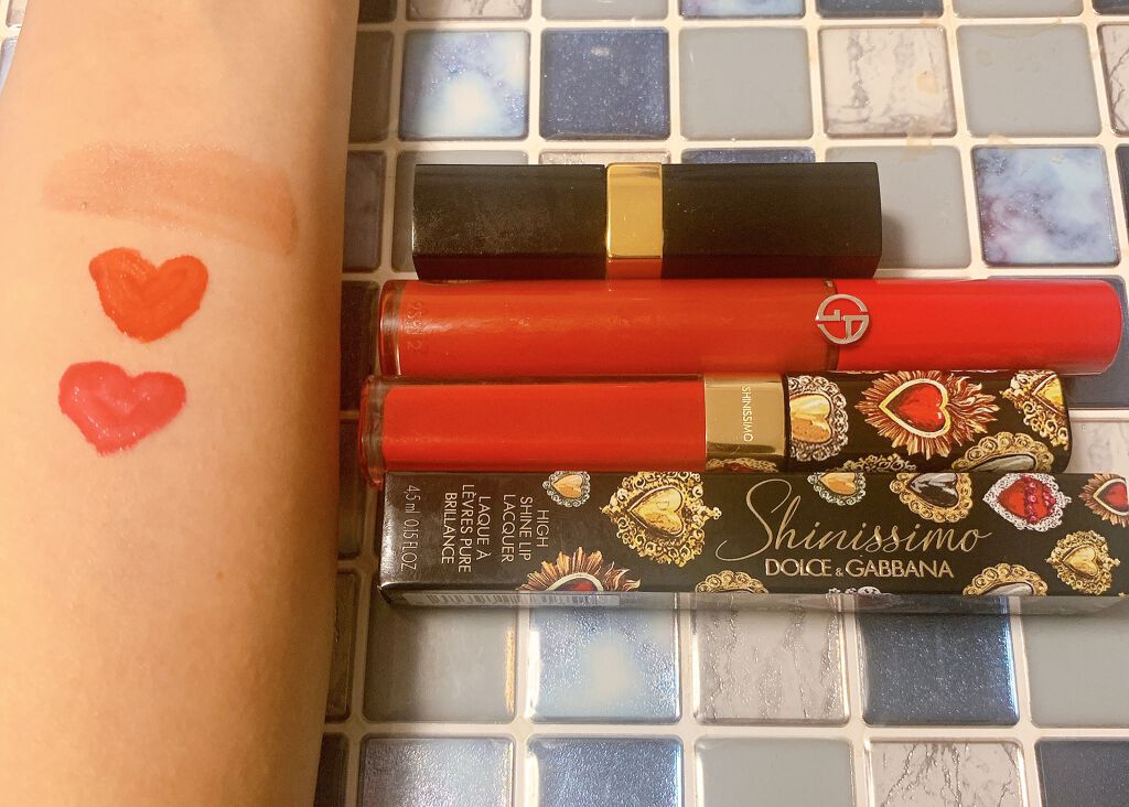 シャイニッシモ ハイシャインリップラッカー #640 DGAmore/DOLCE&GABBANA BEAUTY/口紅を使ったクチコミ（1枚目）