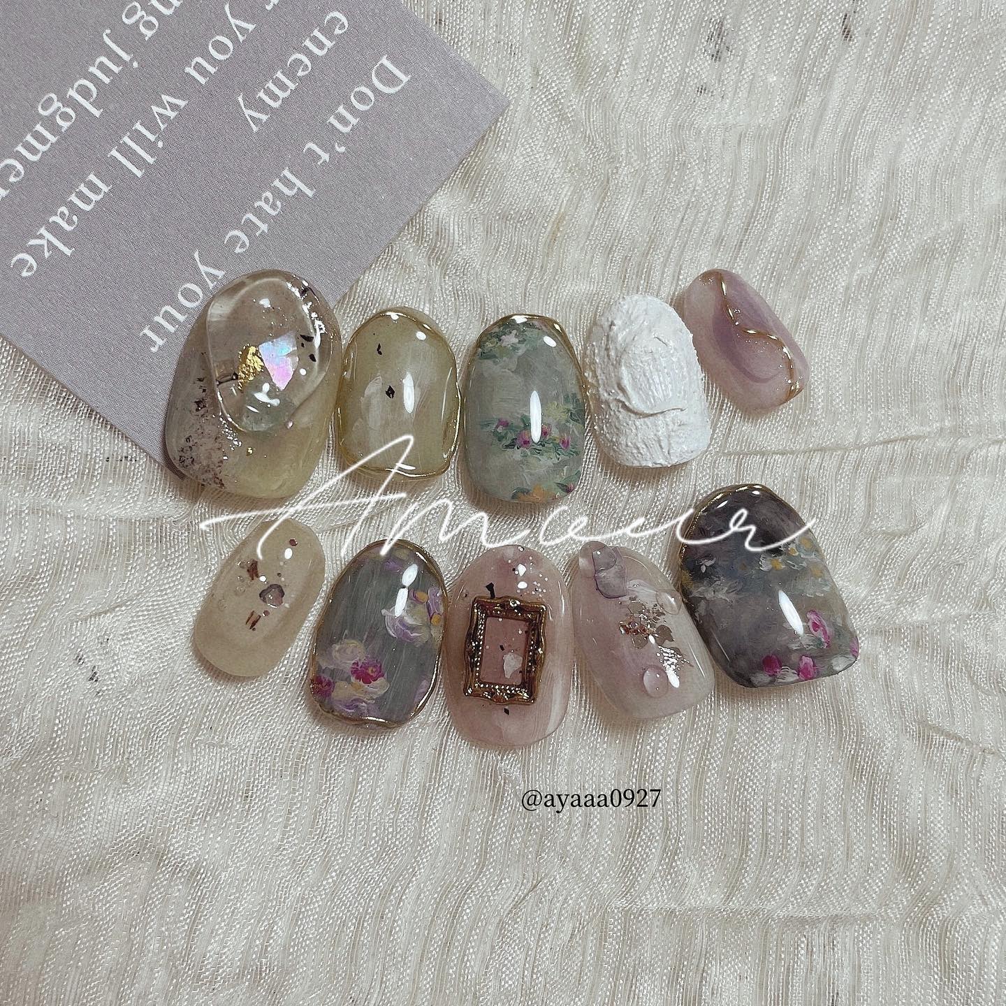 #モネネイル,#絵画ネイルのネイルデザイン