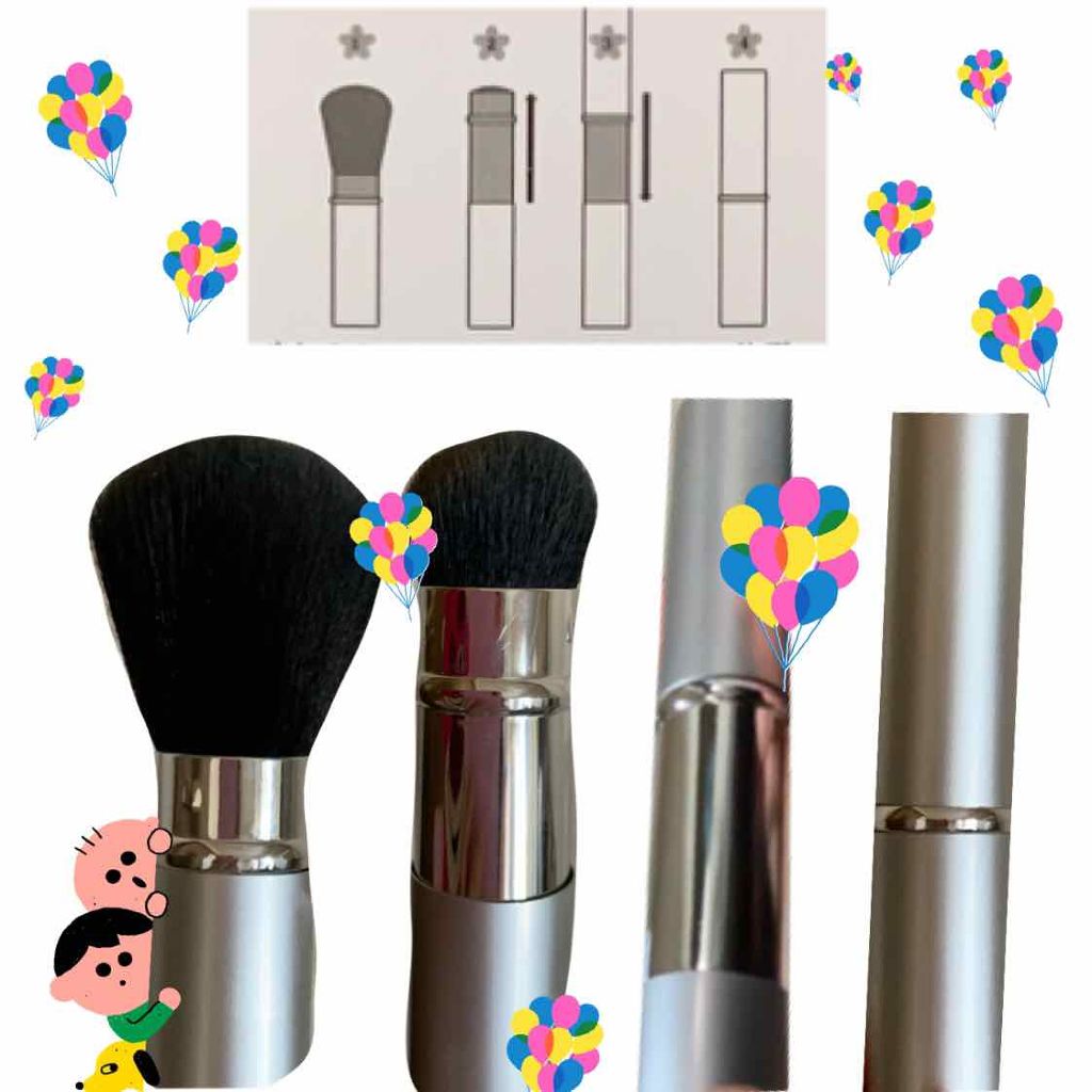 ごくふわっ春姫スライド式携帯メイクブラシ/DAISO/メイクブラシを使ったクチコミ（2枚目）