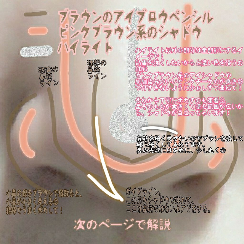 CEZANNE ブラシ付 アイブロウのクチコミ「＊鼻が大きい人向け #ノーズシャドウ の入れ方＊
⚠最初の投稿ではわかりにくかったので画像を差.....」（3枚目）