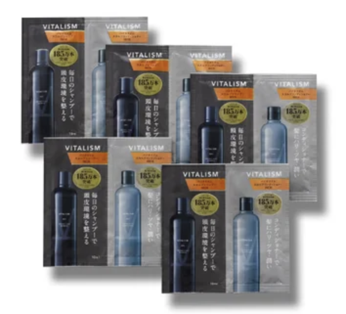 VITALISM(バイタリズム) スカルプシャンプー/コンディショナー  MEN トライアルパウチ５個セット （各10ml＋10g）