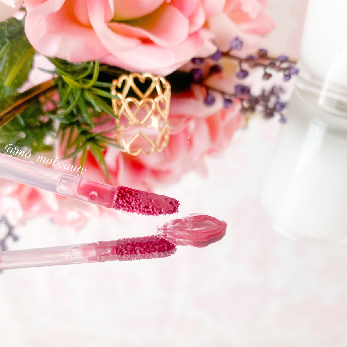 ジューシーラスティングティント 28 ベアフィグ(BARE FIG)/rom&nd/リップティントを使ったクチコミ（3枚目）