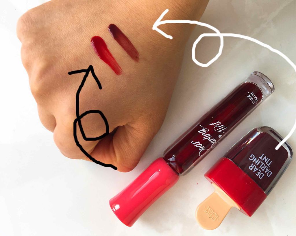 ディアダーリン ウォータージェルティント （アイスティント）/ETUDE/口紅を使ったクチコミ（2枚目）