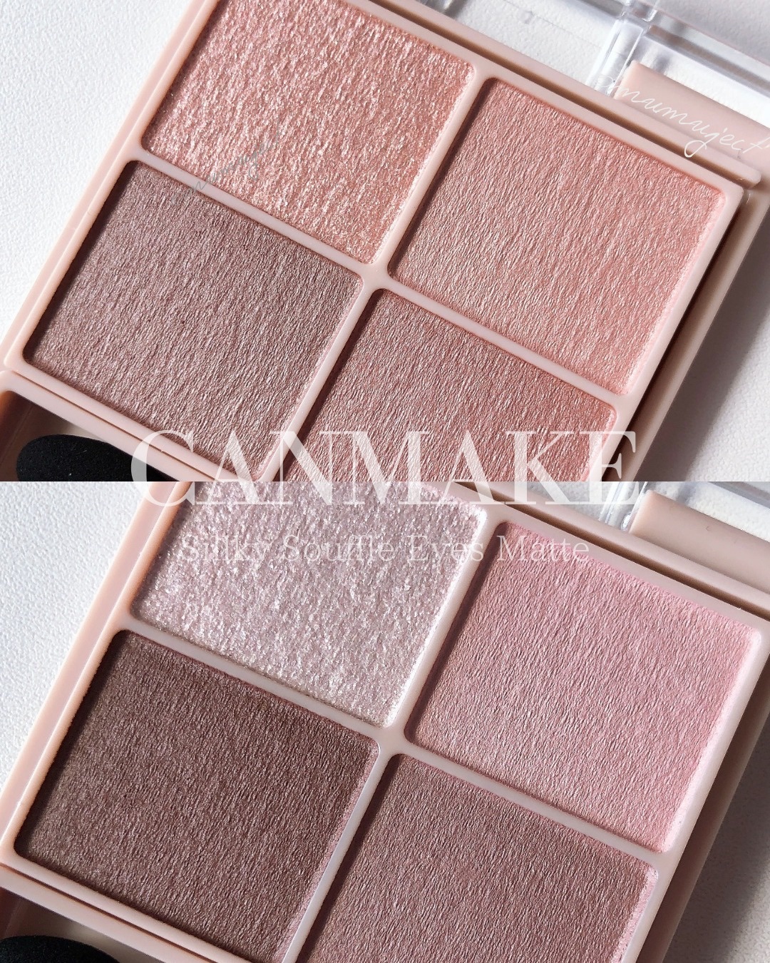 …✦…✦…✦

淡いピンクでも結構違う発色をする２つです。

@canmaketokyo
#CANMAKE
#キャンメイク

シルキースフレアイズ（マットタイプ）

●M06 リマグレージュ
抜け感のある淡いピンク。
瞼にのせると透明感があ