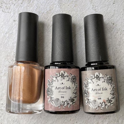 毎日投稿❤︎プチプラで小綺麗な50代を目指す‼️❤︎ on LIPS 「.❤︎インクnail❤︎インクは同じのが出来ないのが楽しい🧡乳..」(2枚目)