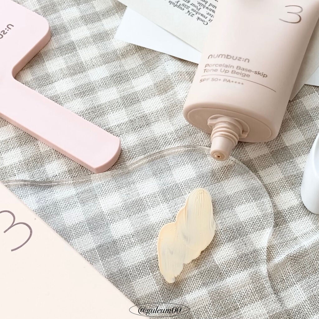 3番 ノーファンデ陶器肌トーンアップクリーム/numbuzin/化粧下地を使ったクチコミ(2枚目)