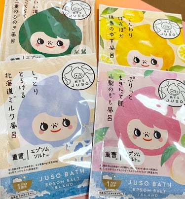 旅するJUSO JUSO BATH POWDERのクチコミ「#PR

コスメルポさんより旅するJUSOちゃんのご当地入浴剤8種セットを頂きました✨

重曹.....」（2枚目）