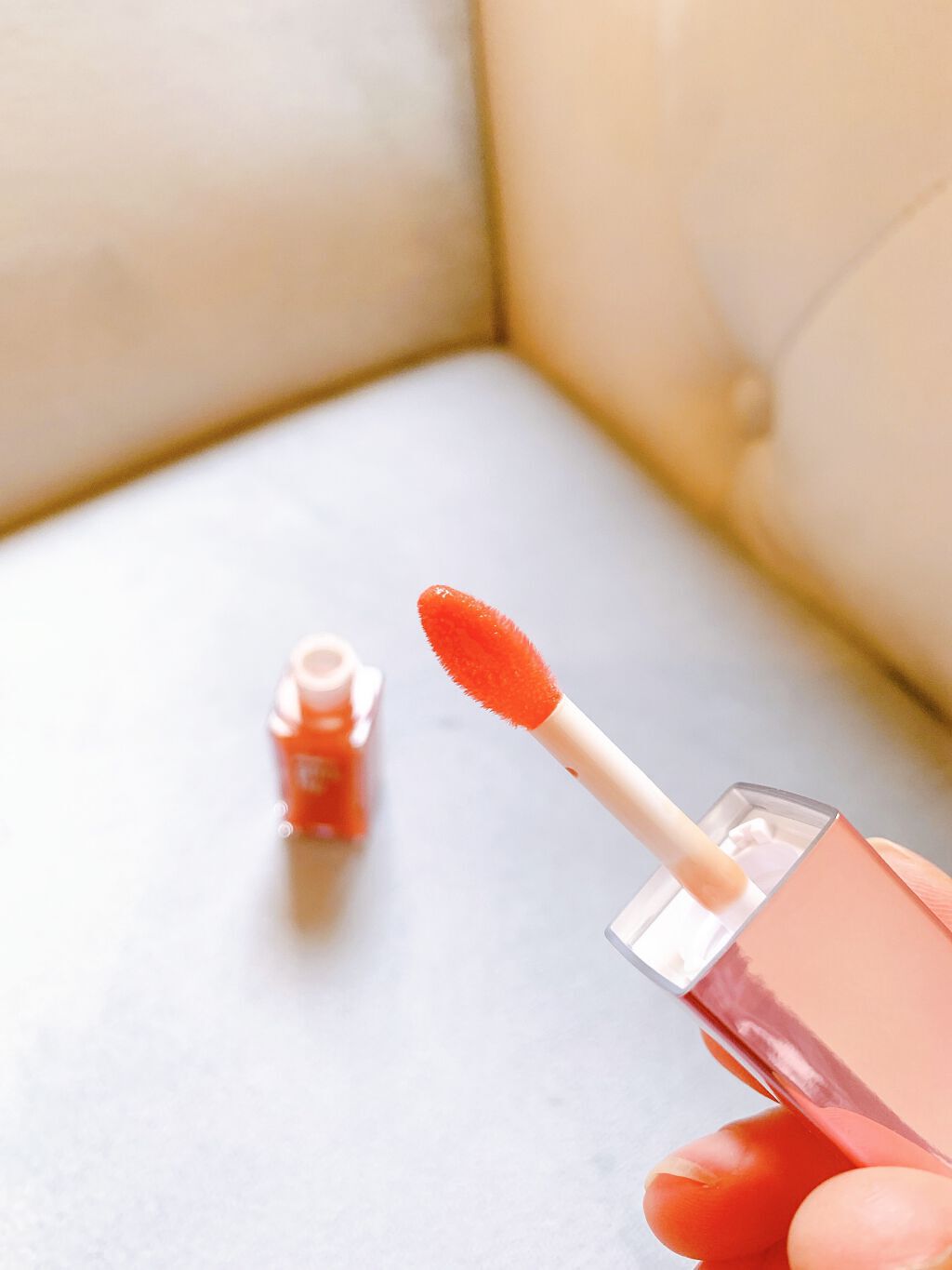 pinklip ＃４コーラル/プラスキレイ/リップオイルを使ったクチコミ（2枚目）