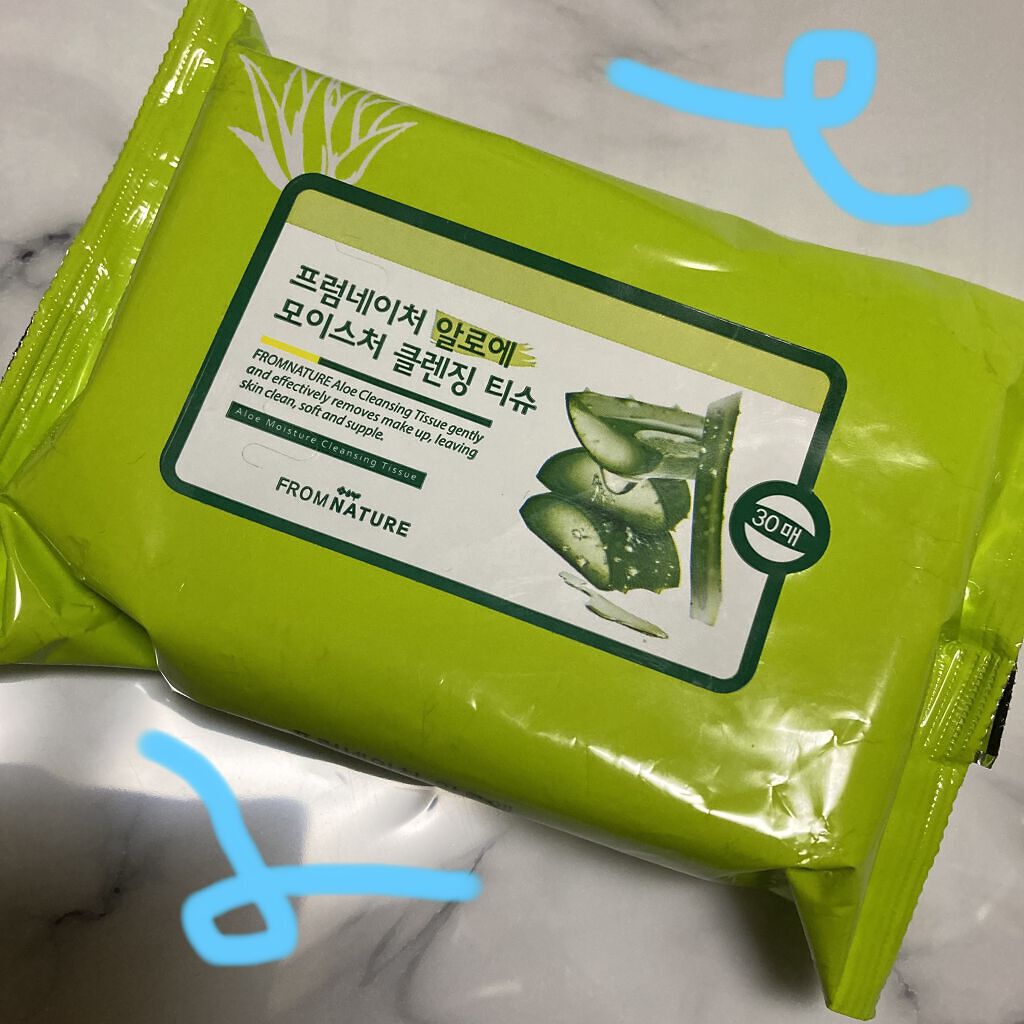 アロエモイスチャークレンジングティッシュ/FROM NATURE/クレンジングシートを使ったクチコミ（1枚目）