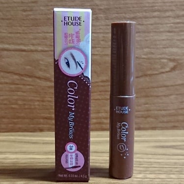 ETUDE カラーマイブロウマスカラのクチコミ「購入しました。
結構液がもったりとしていて、
ある意味本当のマスカラのような感じでした。
色も.....」（2枚目）