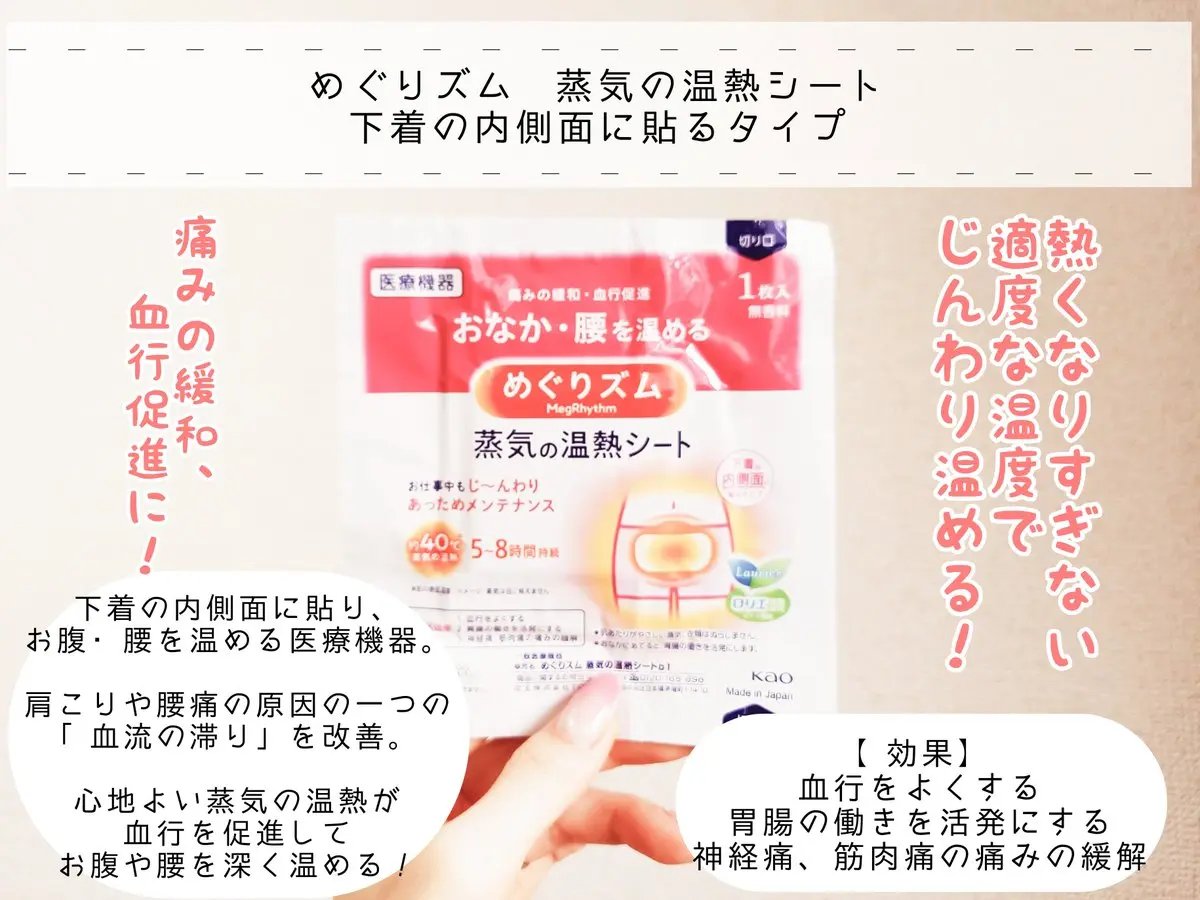 蒸気の温熱シート 下着の内側面に貼るタイプ/めぐりズム/その他を使ったクチコミ（3枚目）