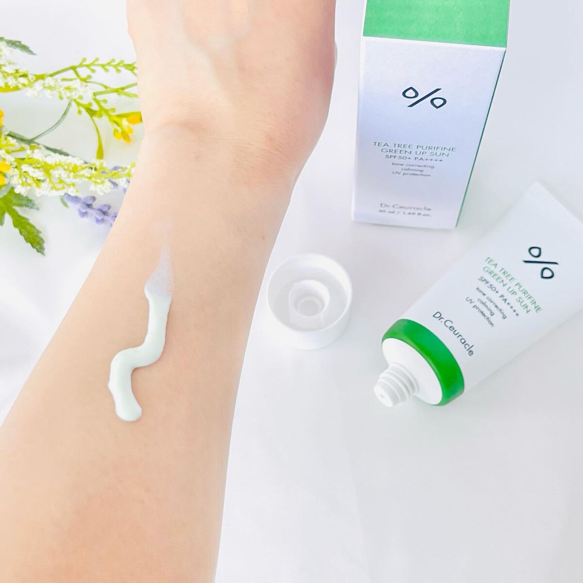 ティーツリーピュリファイングリーンアップサン/Dr.Ceuracle/日焼け止めミルクを使ったクチコミ(2枚目)