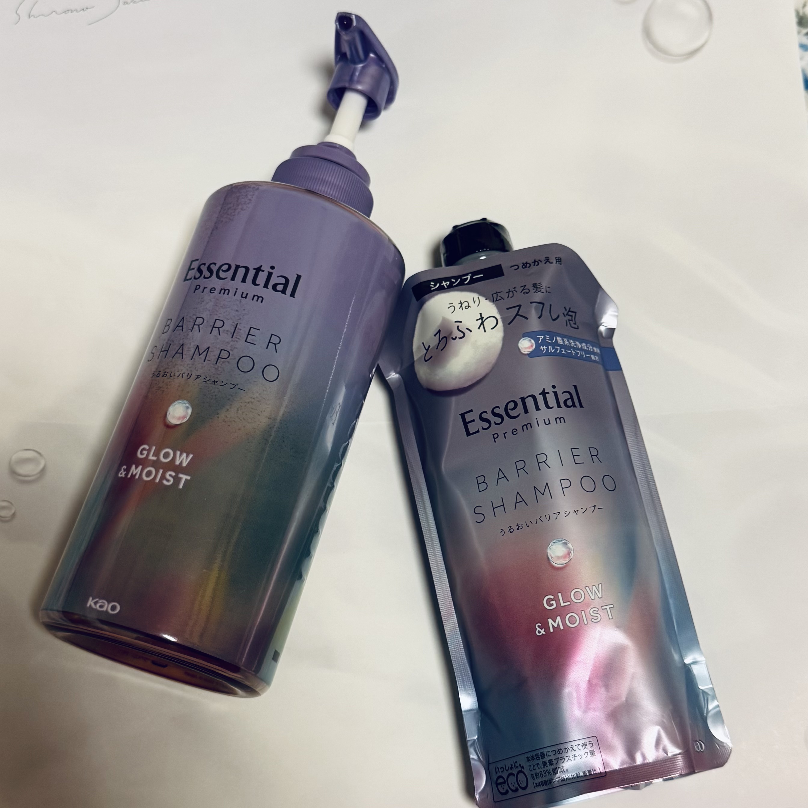 エッセンシャル プレミアム うるおいバリアシャンプー/コンディショナー グロウ＆モイスト/エッセンシャル/市販シャンプーを使ったクチコミ（1枚目）