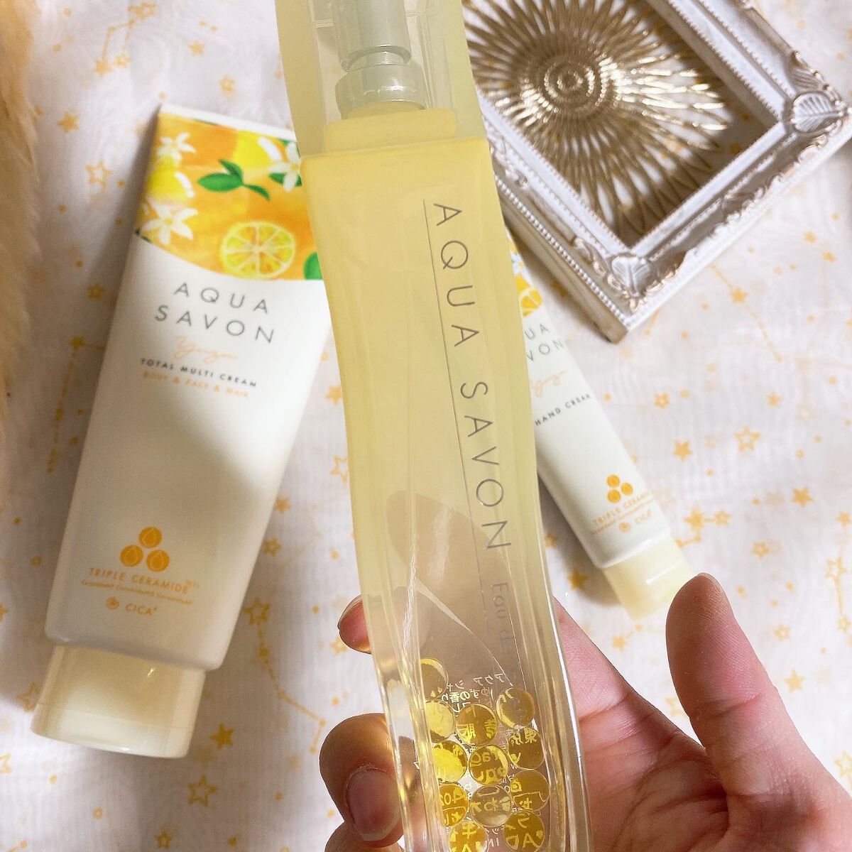 アクアシャボンハンドクリームミモザ　オードトワレゆず ヘアオイルミモザとサクラ ゆずの香り オードトワレ｜アクアシャボン他、2商品を使った口コミ