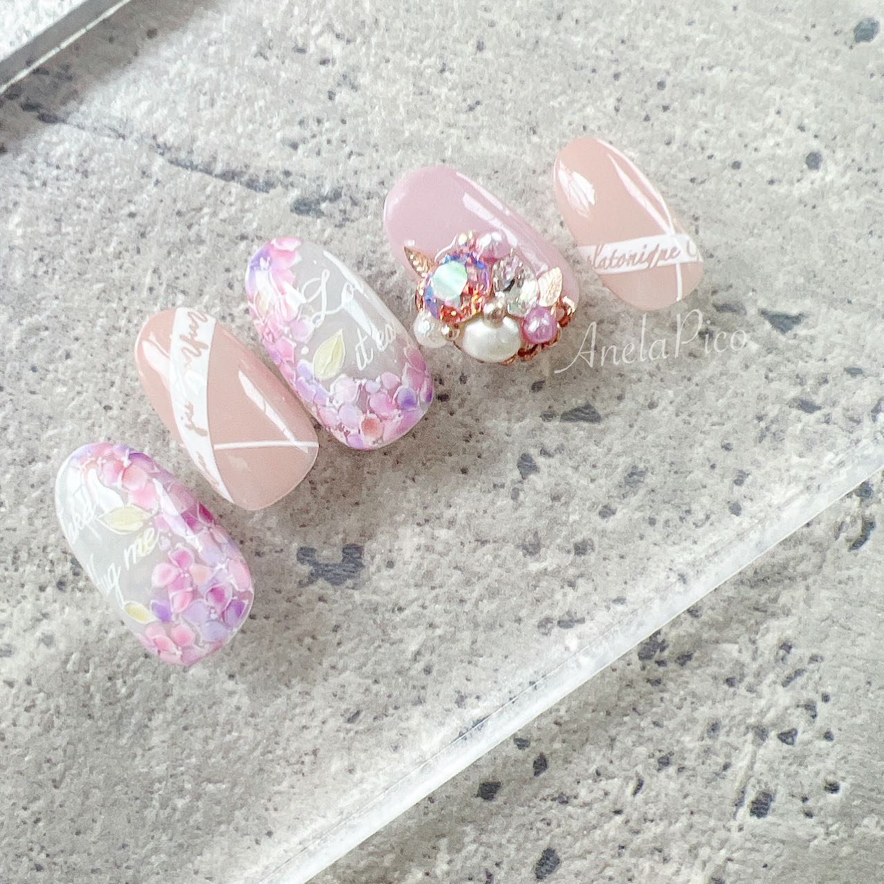 #ネイル,#純国産ジェルネイル,#ジェルネイル,#梅雨ネイル,#紫陽花ネイル,#アジサイネイル,#フラワーネイルのネイルデザイン