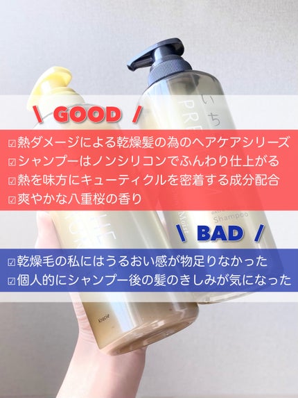 THE PREMIUM エクストラダメージケアシャンプー/トリートメント(シャイニーモイスト)/いち髪/市販シャンプーを使ったクチコミ(8枚目)