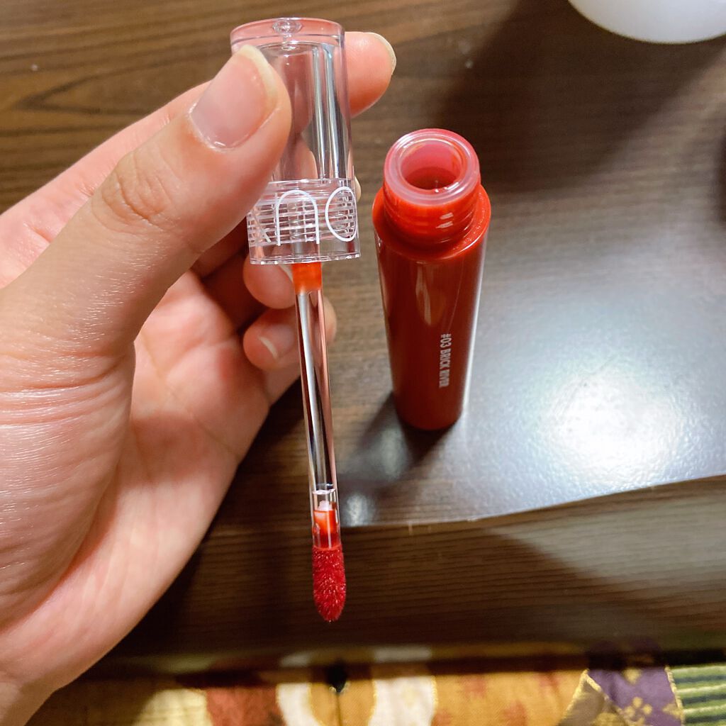 グラスティングウォーターティント 03 ブリック リバー/rom&nd/リップティントを使ったクチコミ（2枚目）