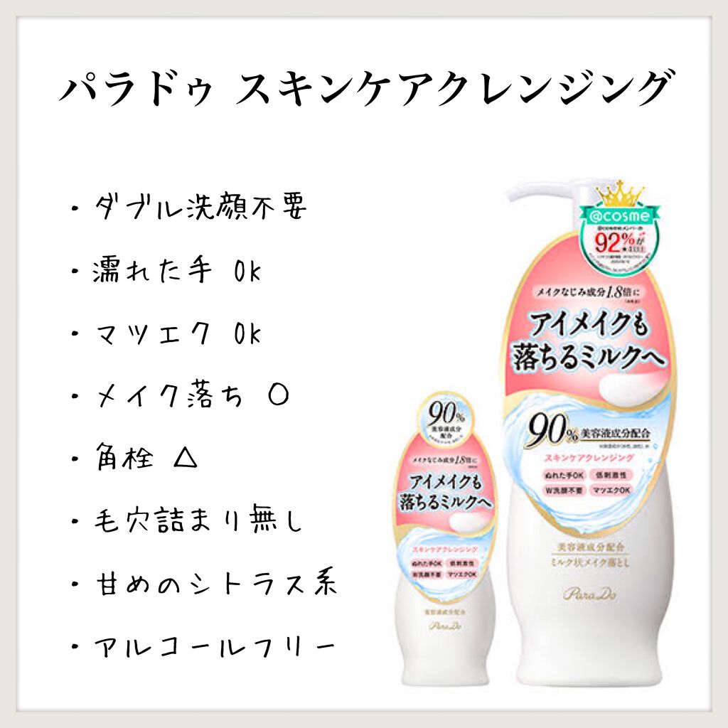 スキンケアクレンジング/パラドゥ/ミルククレンジングを使ったクチコミ(1枚目)