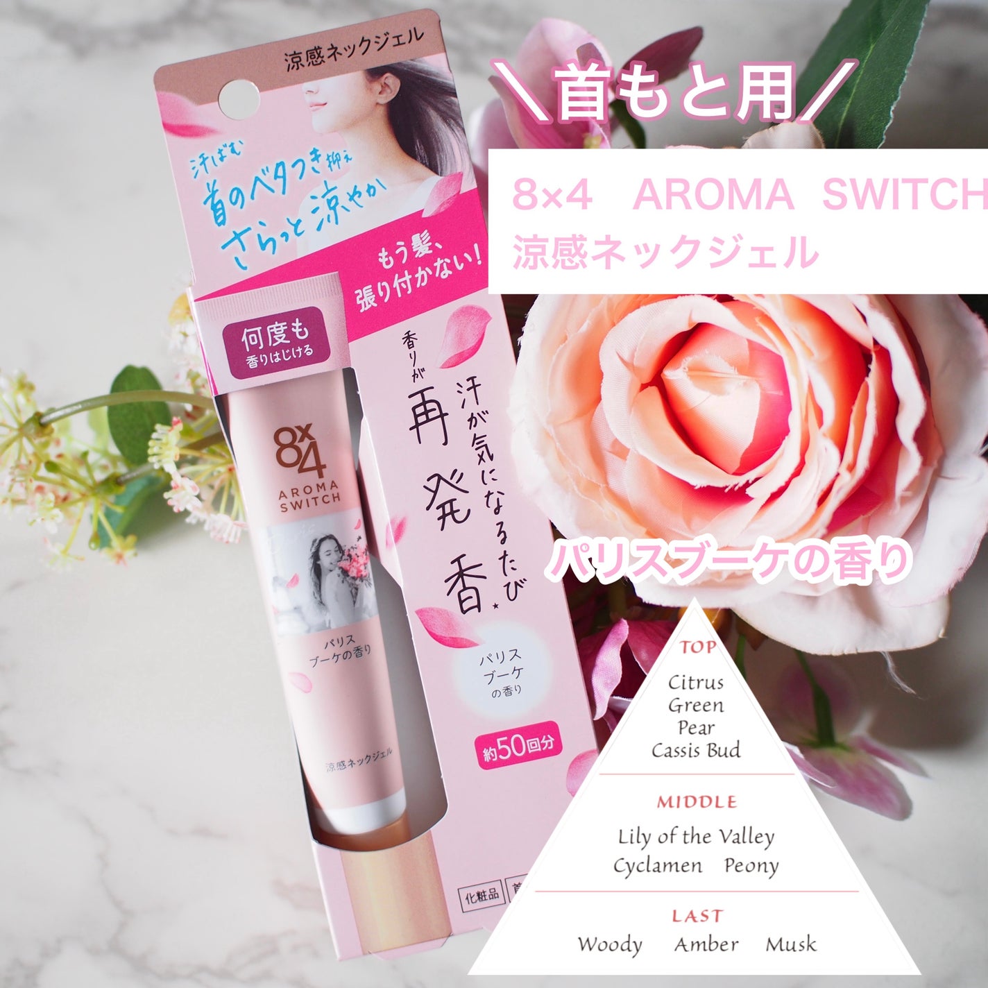 8x4 アロマスイッチ 涼感ネックジェル パリスブーケの香り/8x4/デオドラント・制汗剤を使ったクチコミ(1枚目)