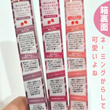 キャンメイク クリーミータッチライナーのクチコミ「【ハズレ無いとかじゃない…全色大当たりな件🍓全部目元に引いて比較🍓🤍】




◎キャンメイク.....」（3枚目）